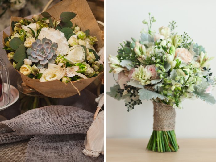 A delicate and enchanting handheld bouquet, featuring succulents paired with white orchids and greenery for a sophisticated feel