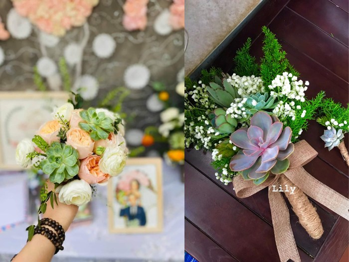 Simple elegance_ succulents in shades of green with a touch of white for a minimalist bouquet. Source_ Succulents and Cactus Vietnam Facebook Group