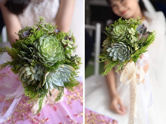 Succulents mixed with peonies and eucalyptus for a lush, natural bouquet. Source_ Succulents and Cactus Vietnam Facebook Group