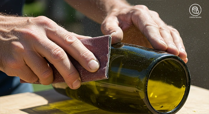 Cleaning and cutting a wine bottle